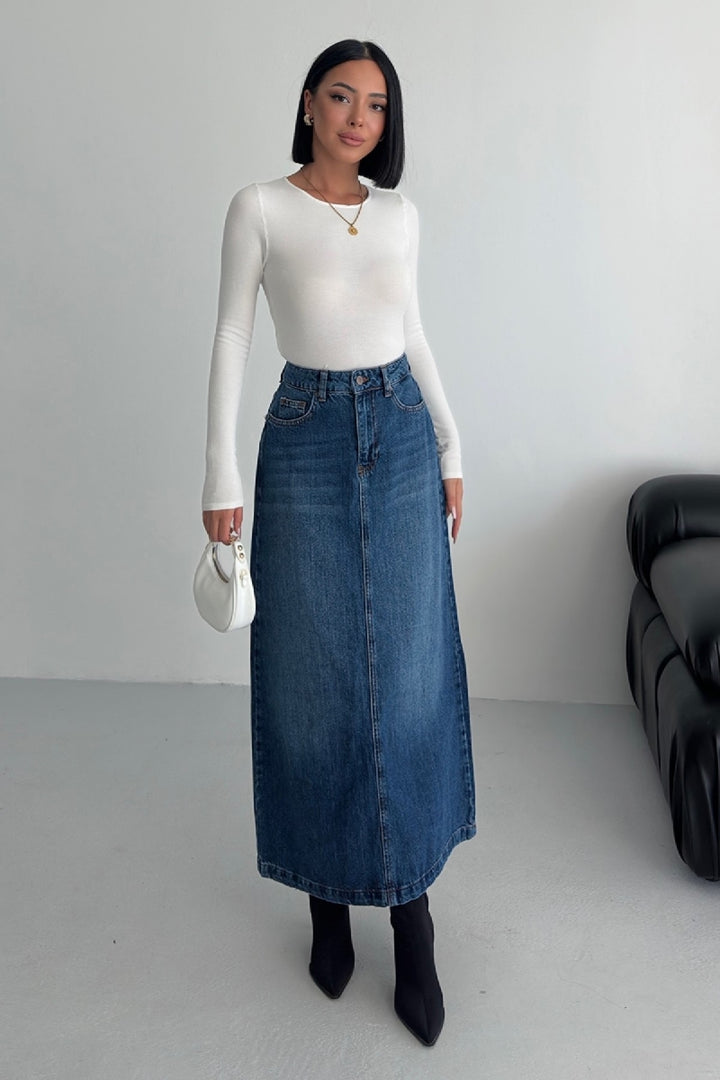 XLJ Long Denim Skirt - Pompano Beach