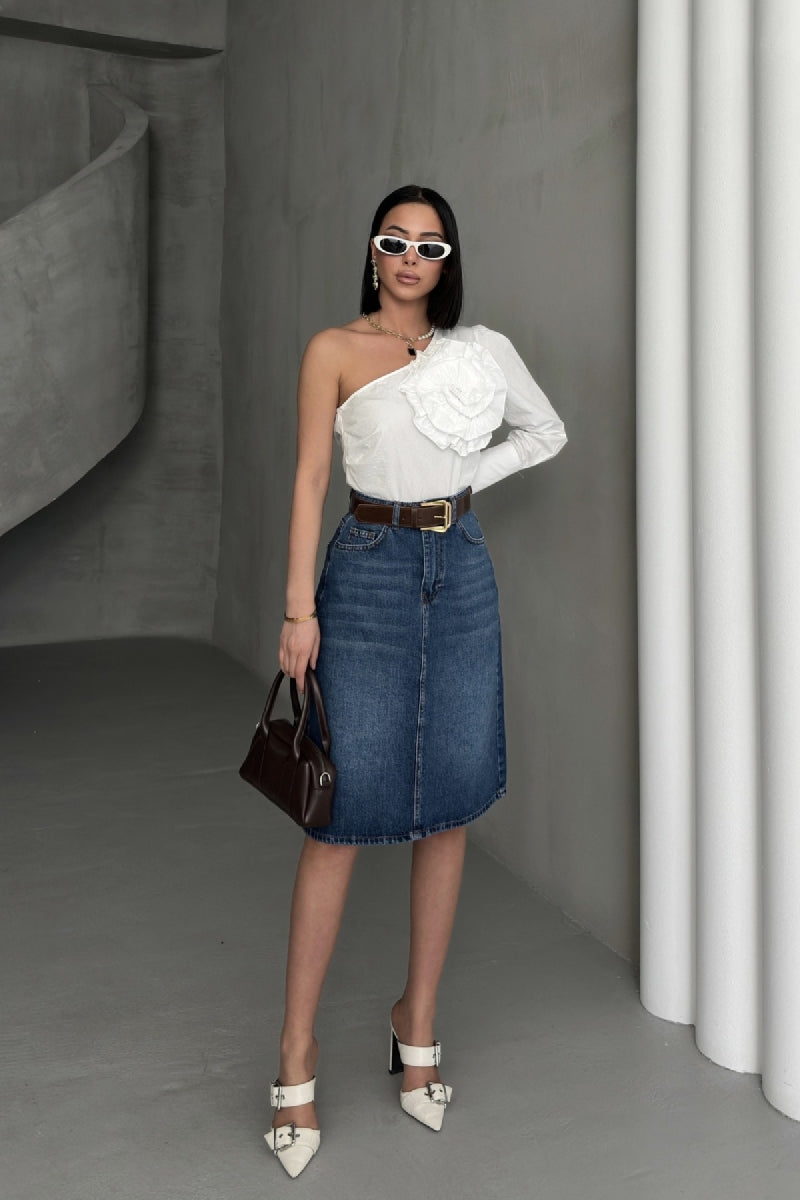 XLJ Mid Lenght Denim Skirt Mixed - Hilton Head Island