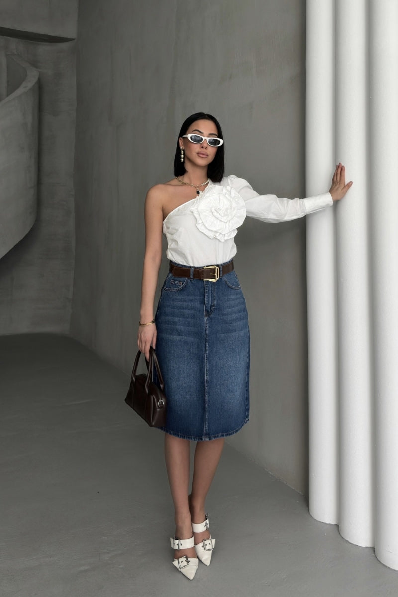 XLJ Mid Lenght Denim Skirt Mixed - Hilton Head Island