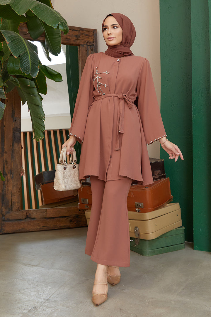 ZRF Women Luna Stone-Embroidered Set - Camel - Manalapan