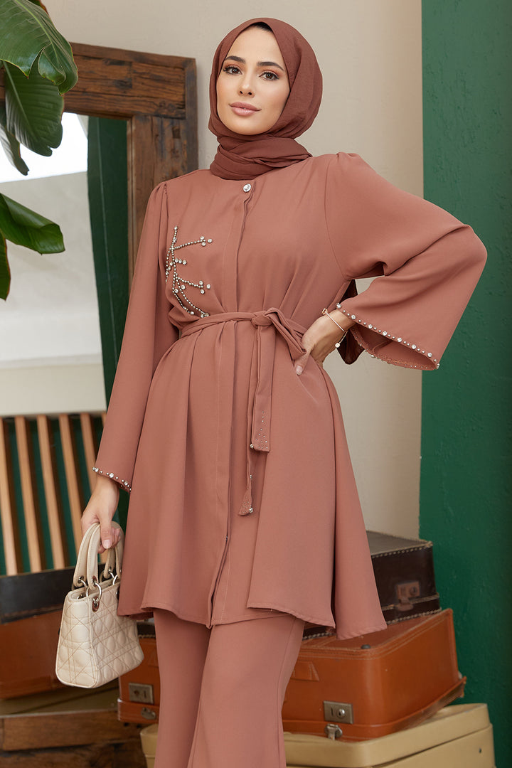 ZRF Women Luna Stone-Embroidered Set - Camel - Manalapan