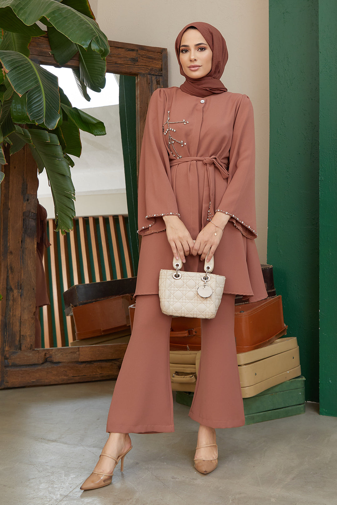 ZRF Women Luna Stone-Embroidered Set - Camel - Manalapan