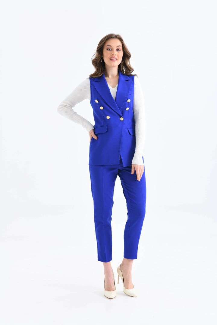 NDL Women Balmain Vest Women's Suit in Sky Blue - Rio Tinto