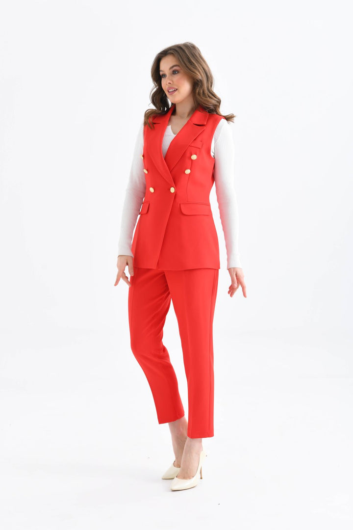 NDL Women Balmain Vest بدلة نسائية باللون الأحمر - Laindon