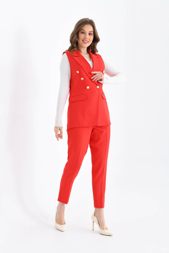 NDL Women Balmain Vest بدلة نسائية باللون الأحمر - Laindon