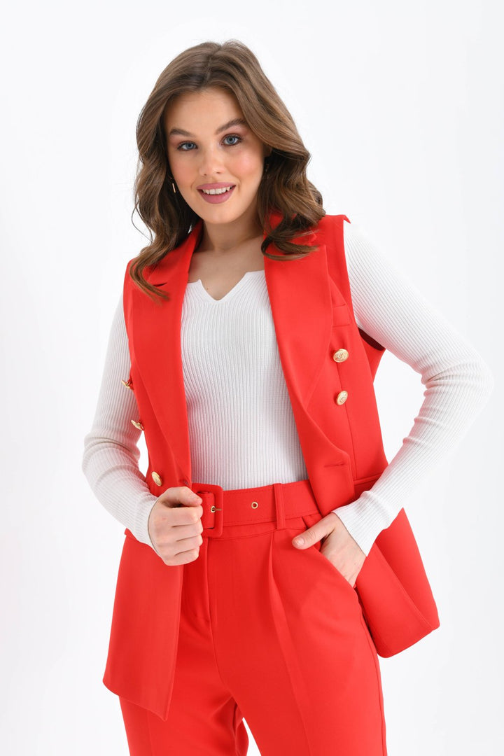 NDL Women Balmain Vest بدلة نسائية باللون الأحمر - Laindon