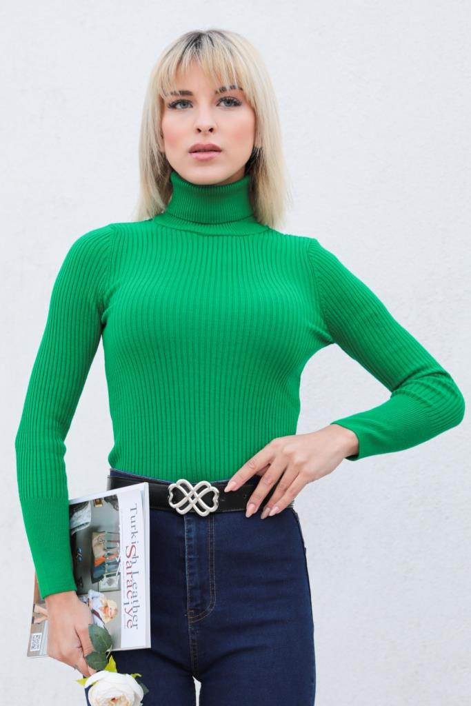 BNG Women Fisherman Collar Sweater Green - Clermont