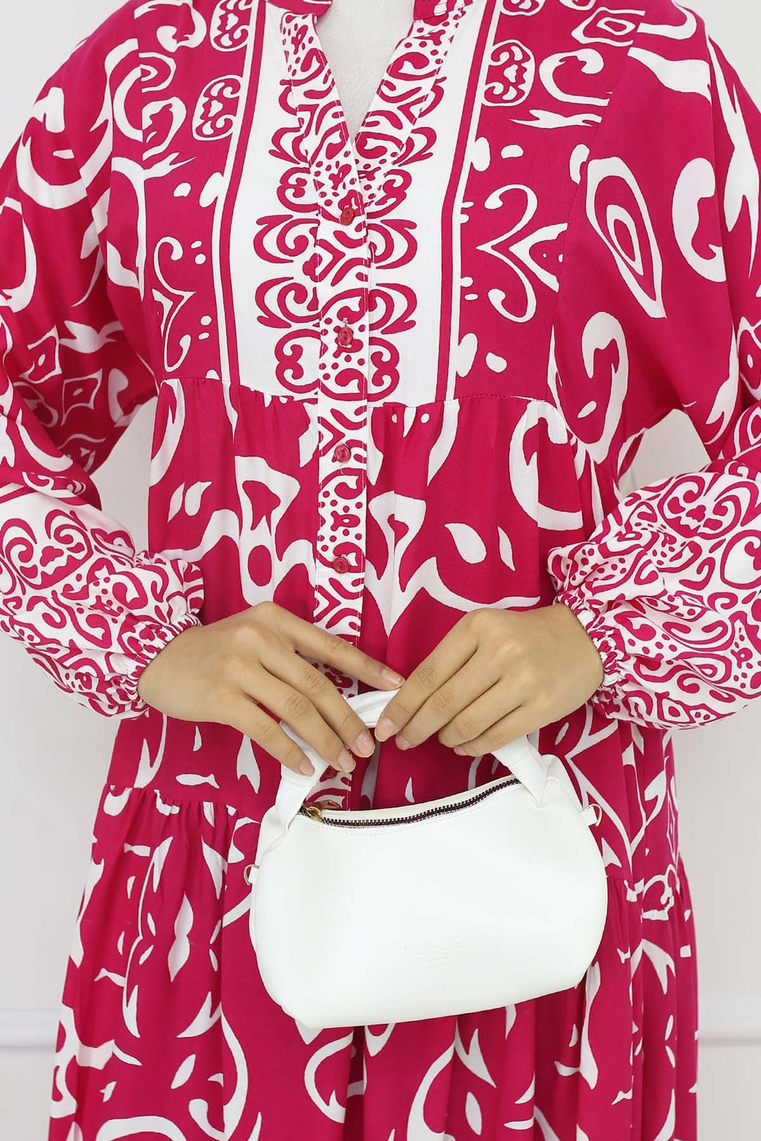 BNG Women Patterned Viscose Dress Fuchsia 2425 - Fullerton