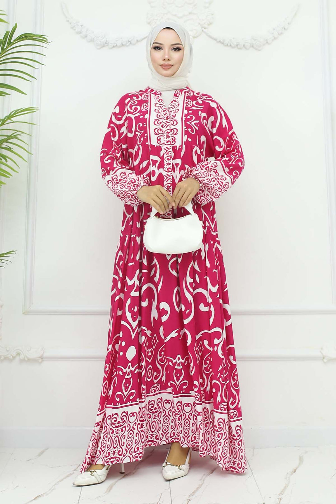 BNG Women Patterned Viscose Dress Fuchsia 2425 - Fullerton