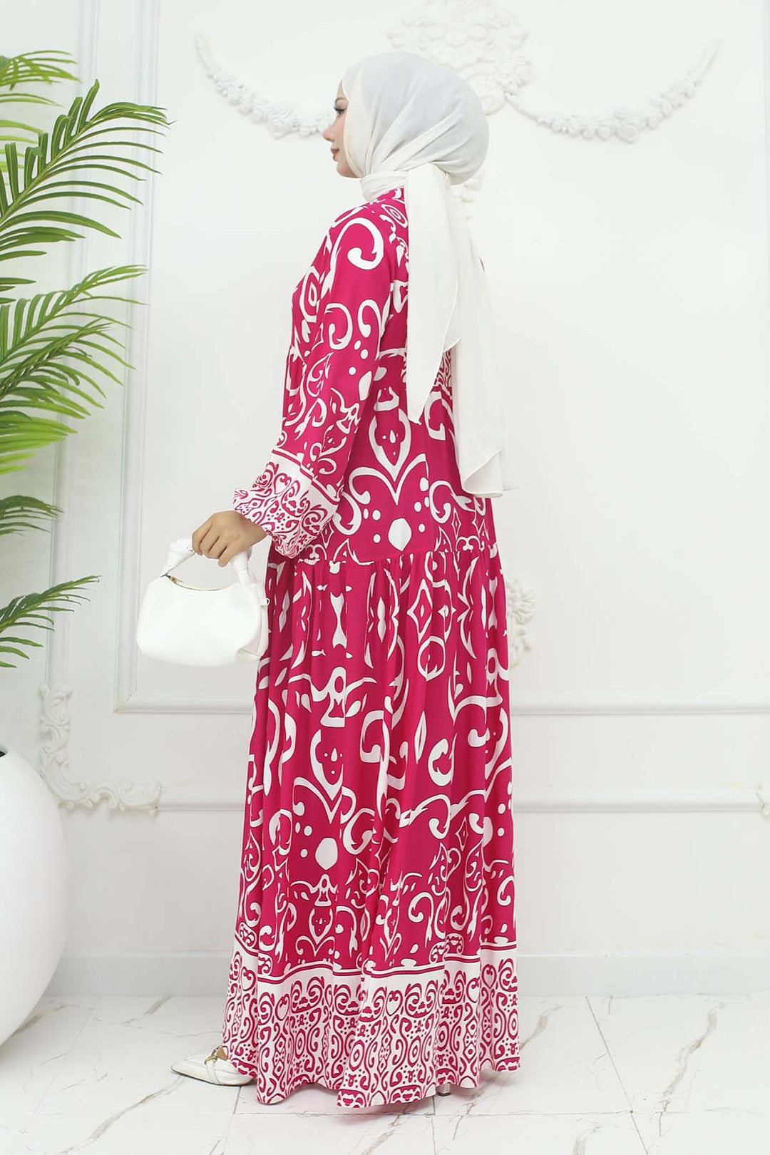 BNG Women Patterned Viscose Dress Fuchsia 2425 - Fullerton