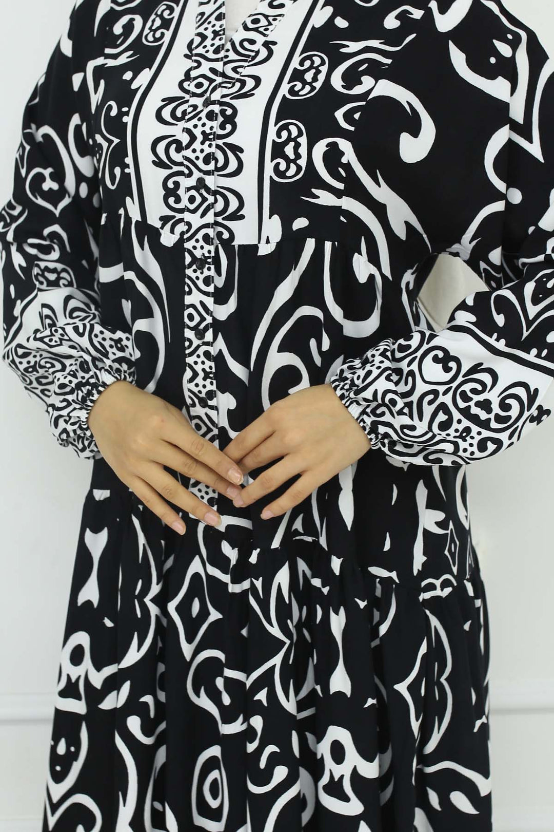 BNG Women Patterned Viscose Dress Black 2425 - Borken