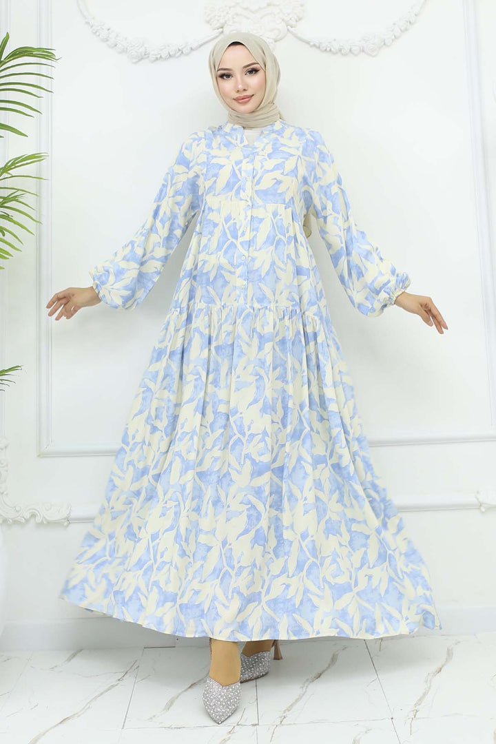 BNG Women Patterned Viscose Dress Blue 2424 - Seevetal