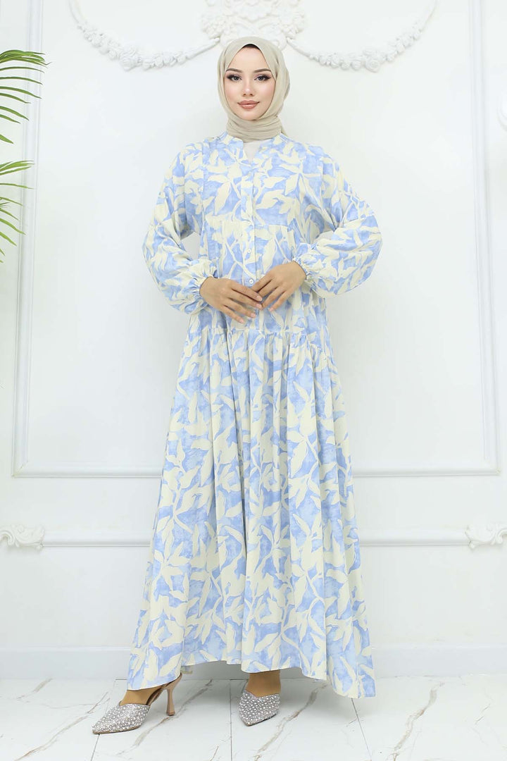 BNG Women Patterned Viscose Dress Blue 2424 - Seevetal