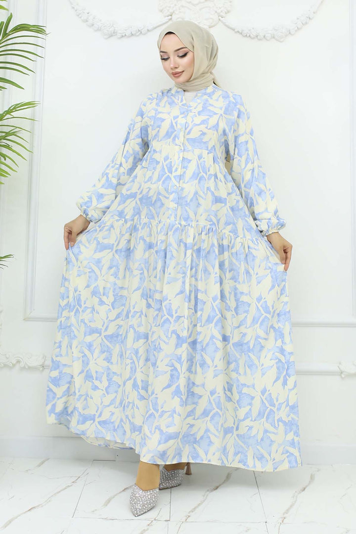 BNG Women Patterned Viscose Dress Blue 2424 - Seevetal