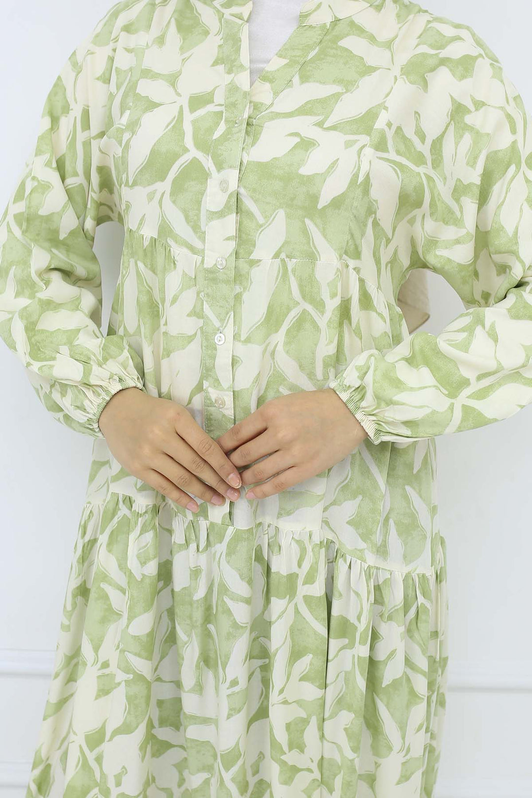 BNG Women Patterned Viscose Dress Mint Green 2424 - Cosenza