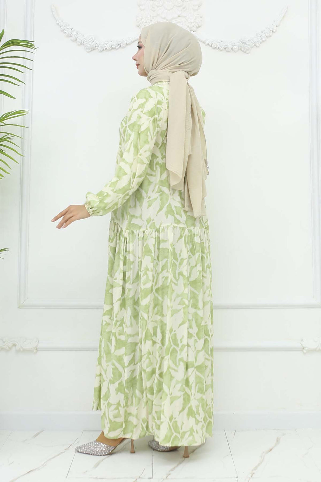 BNG Women Patterned Viscose Dress Mint Green 2424 - Cosenza