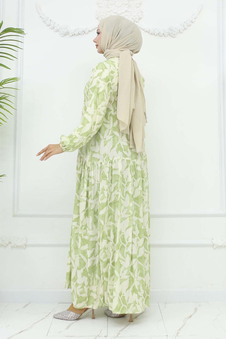 BNG Women Patterned Viscose Dress Mint Green 2424 - Cosenza