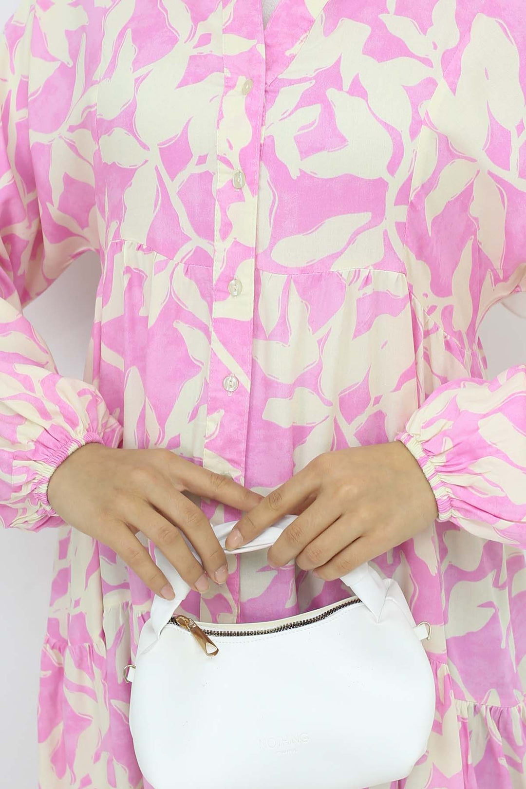 BNG Women Desenli Viskon Elbise Pembe 2424 - Atotonilco el Alto