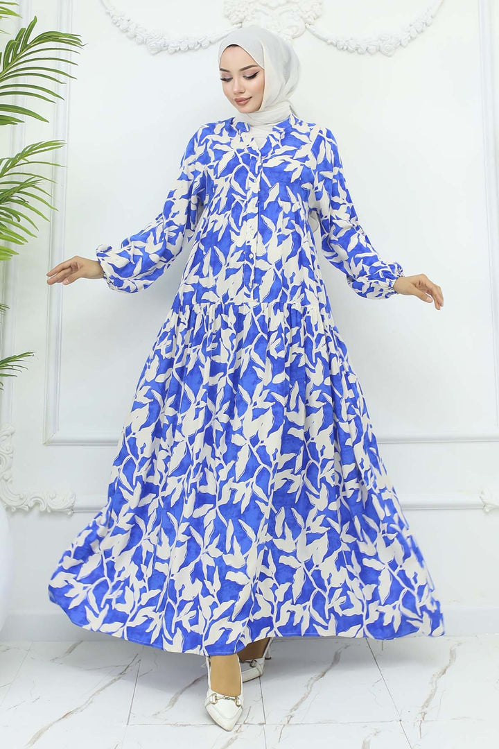 BNG Women Patterned Viscose Dress Sax Blue 2424 - Halle