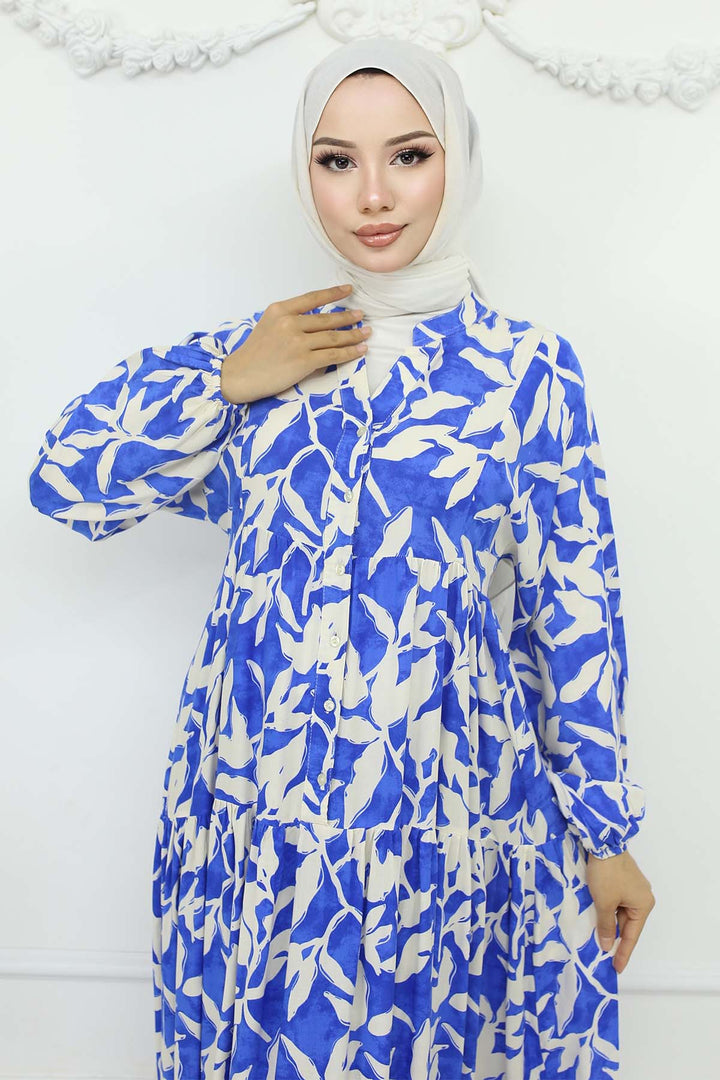 BNG Women Patterned Viscose Dress Sax Blue 2424 - Halle