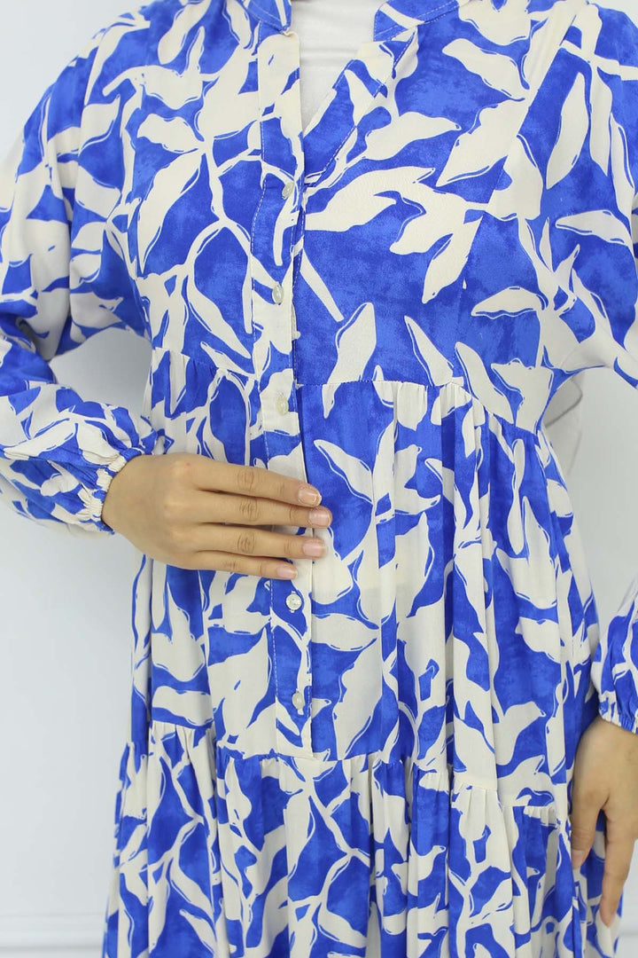 BNG Women Patterned Viscose Dress Sax Blue 2424 - Halle