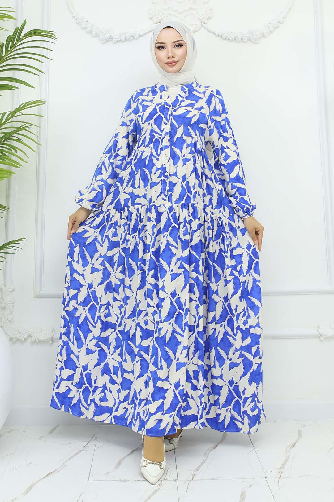 BNG Women Patterned Viscose Dress Sax Blue 2424 - Halle