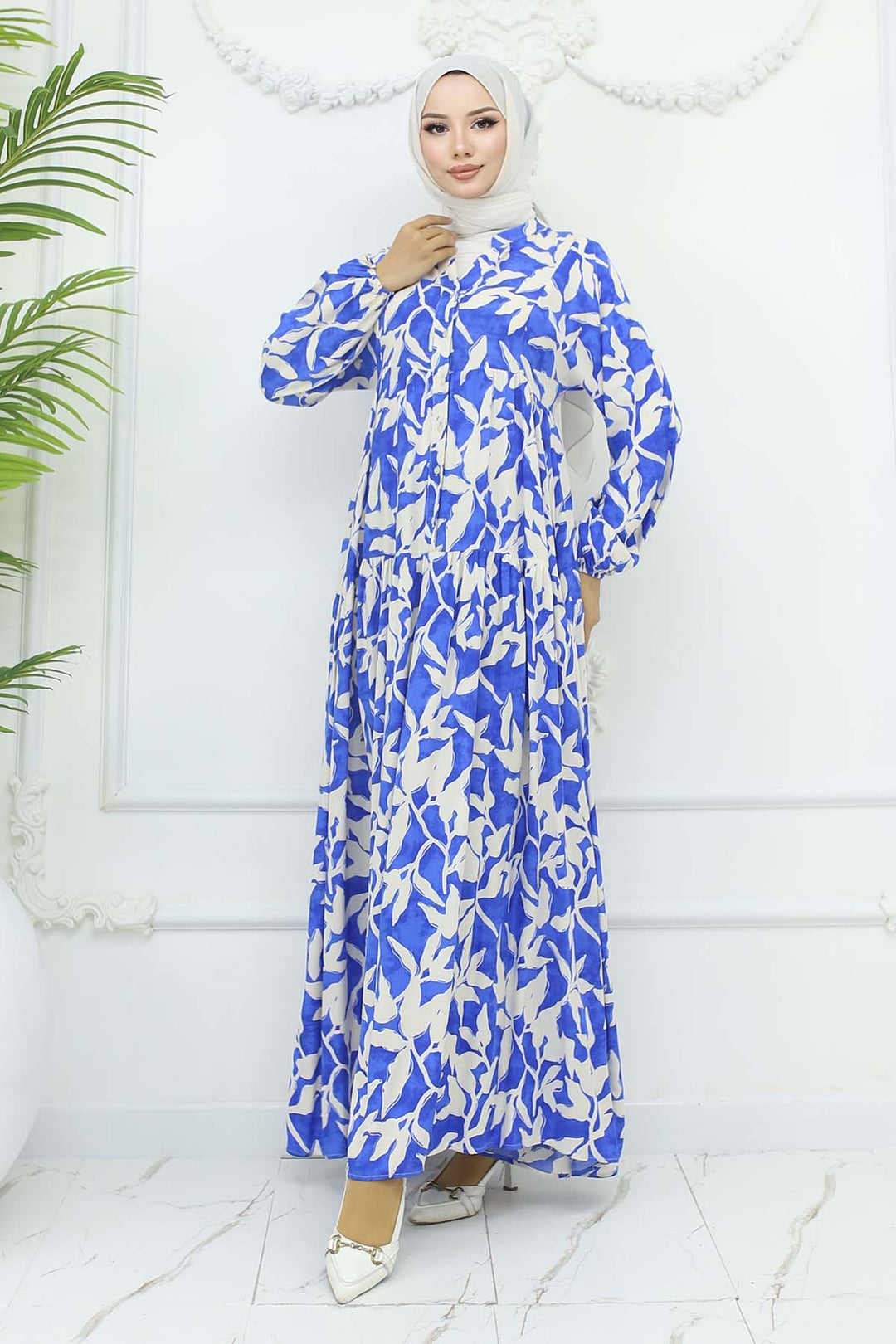 BNG Women Patterned Viscose Dress Sax Blue 2424 - Halle