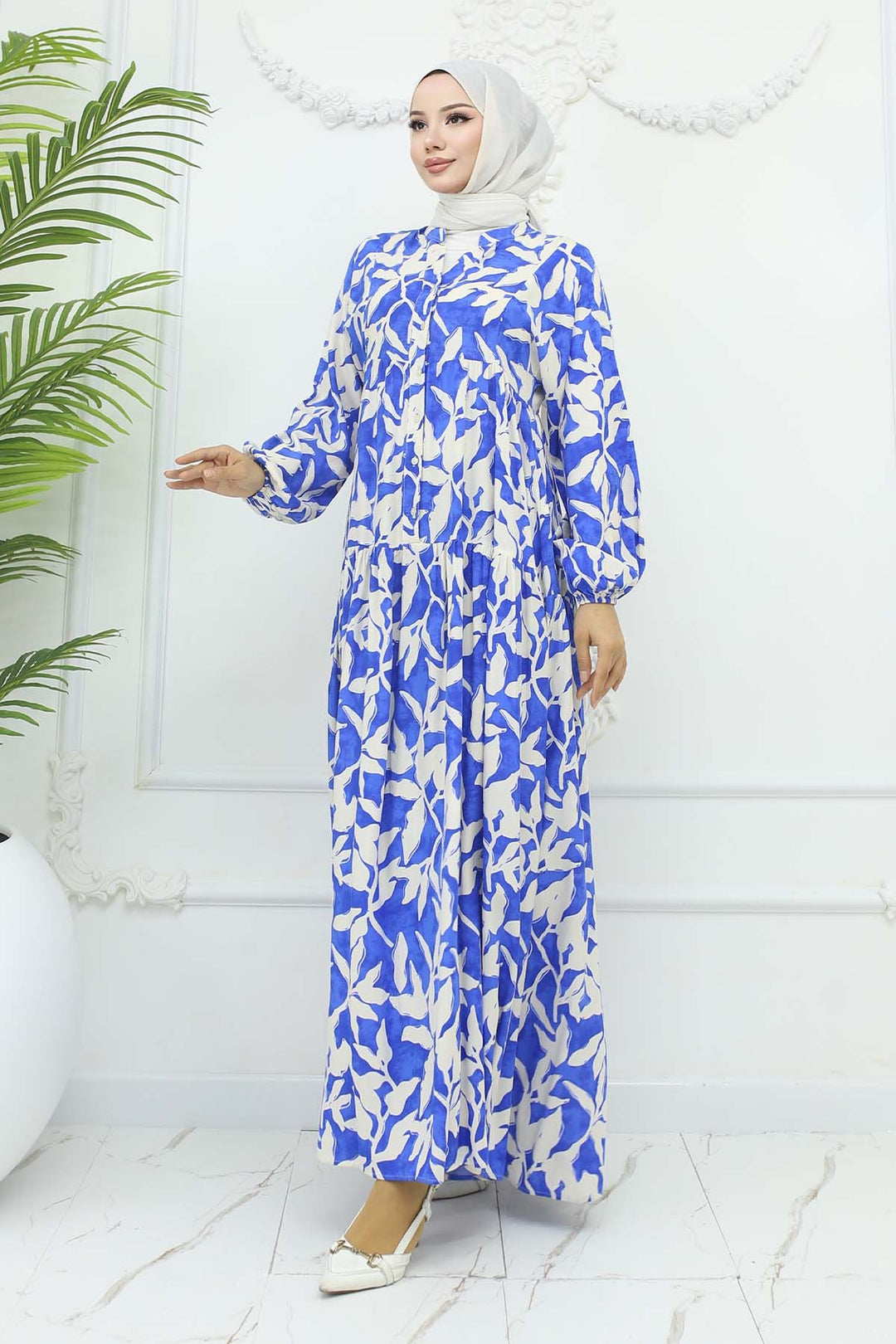 BNG Women Patterned Viscose Dress Sax Blue 2424 - Halle