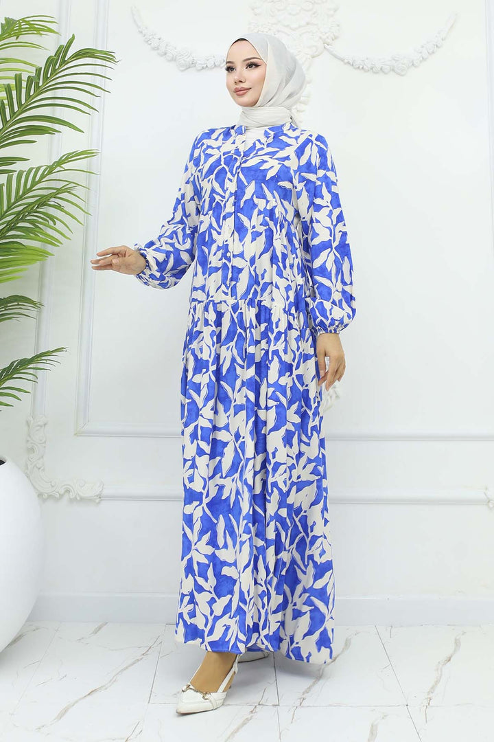 BNG Women Patterned Viscose Dress Sax Blue 2424 - Halle