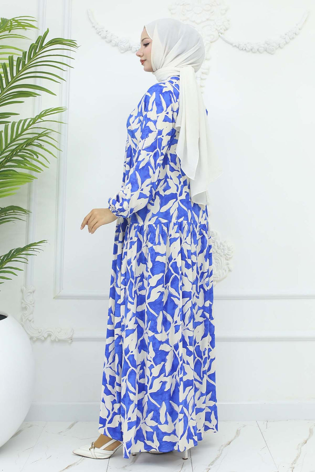 BNG Women Patterned Viscose Dress Sax Blue 2424 - Halle