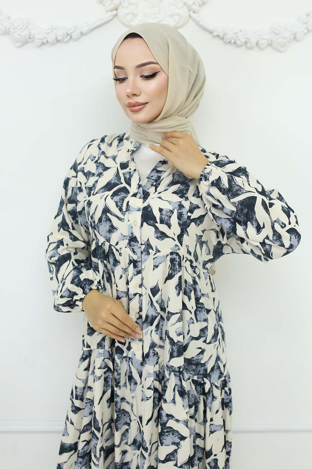 BNG Women Patterned Viscose Dress Black 2424 - Houma