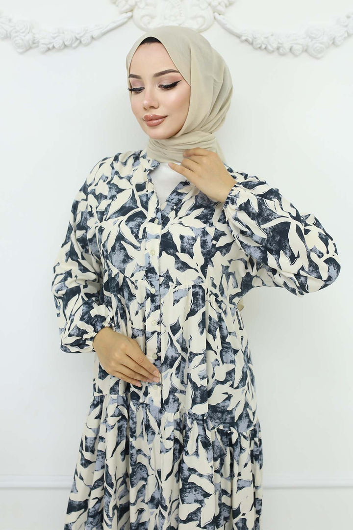 BNG Women Patterned Viscose Dress Black 2424 - Houma