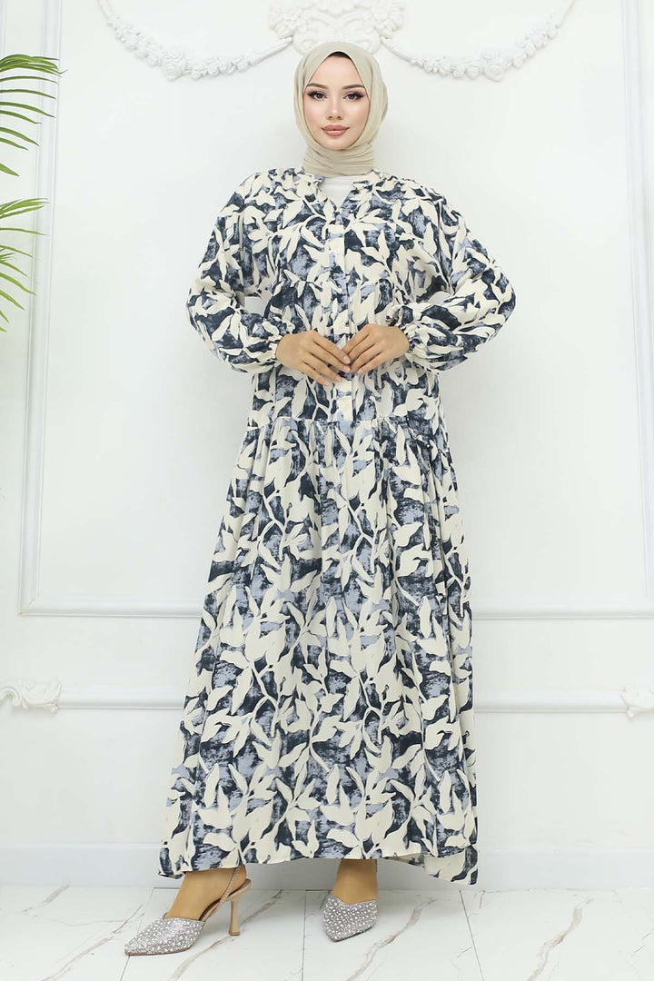 BNG Women Patterned Viscose Dress Black 2424 - Houma