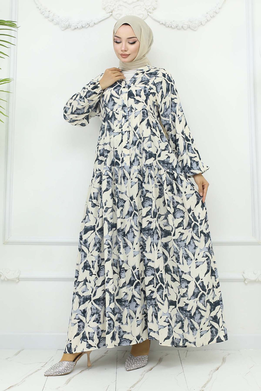 BNG Women Patterned Viscose Dress Black 2424 - Houma