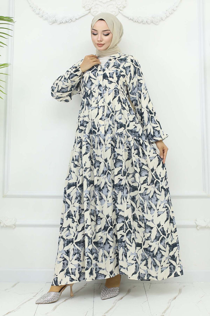 BNG Women Patterned Viscose Dress Black 2424 - Houma