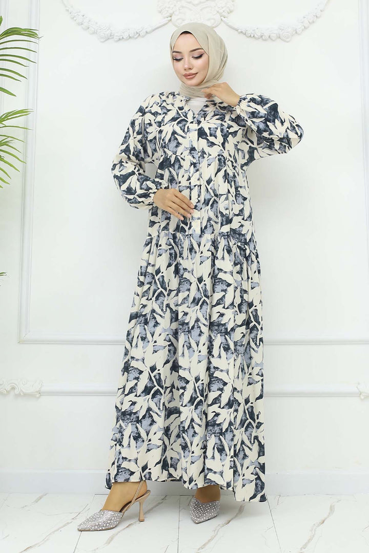 BNG Women Patterned Viscose Dress Black 2424 - Houma