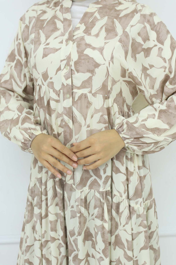 BNG Women Patterned Viscose Dress Mink 2424 - Atlantic City