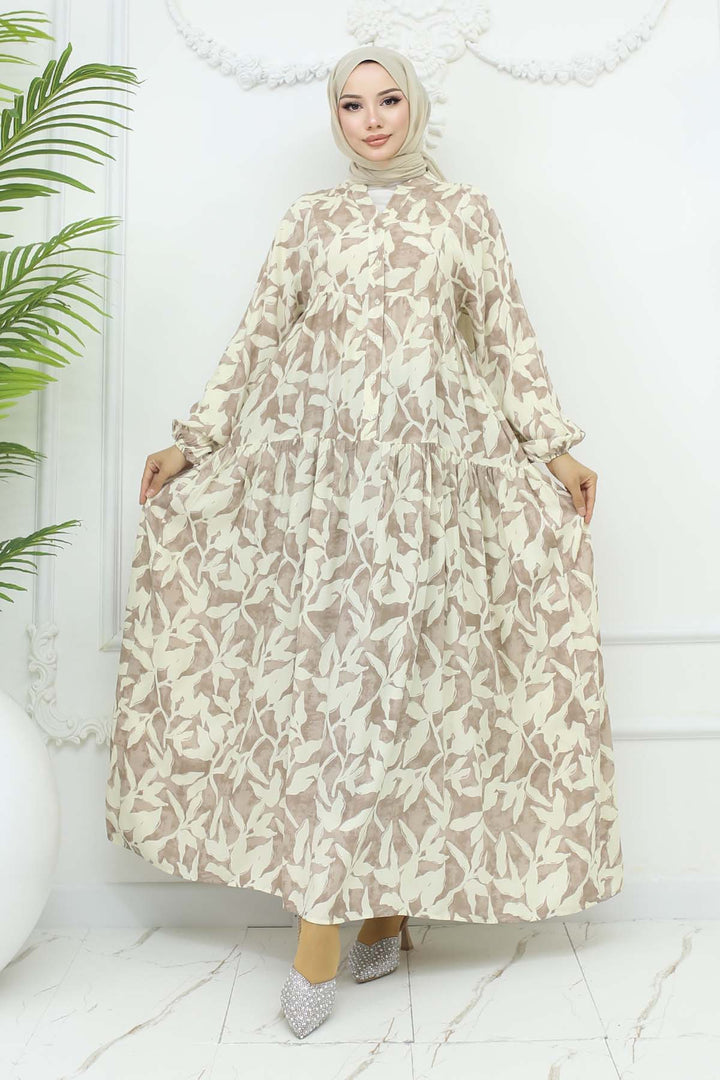 BNG Women Patterned Viscose Dress Mink 2424 - Atlantic City