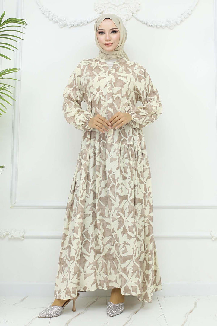 BNG Women Patterned Viscose Dress Mink 2424 - Atlantic City