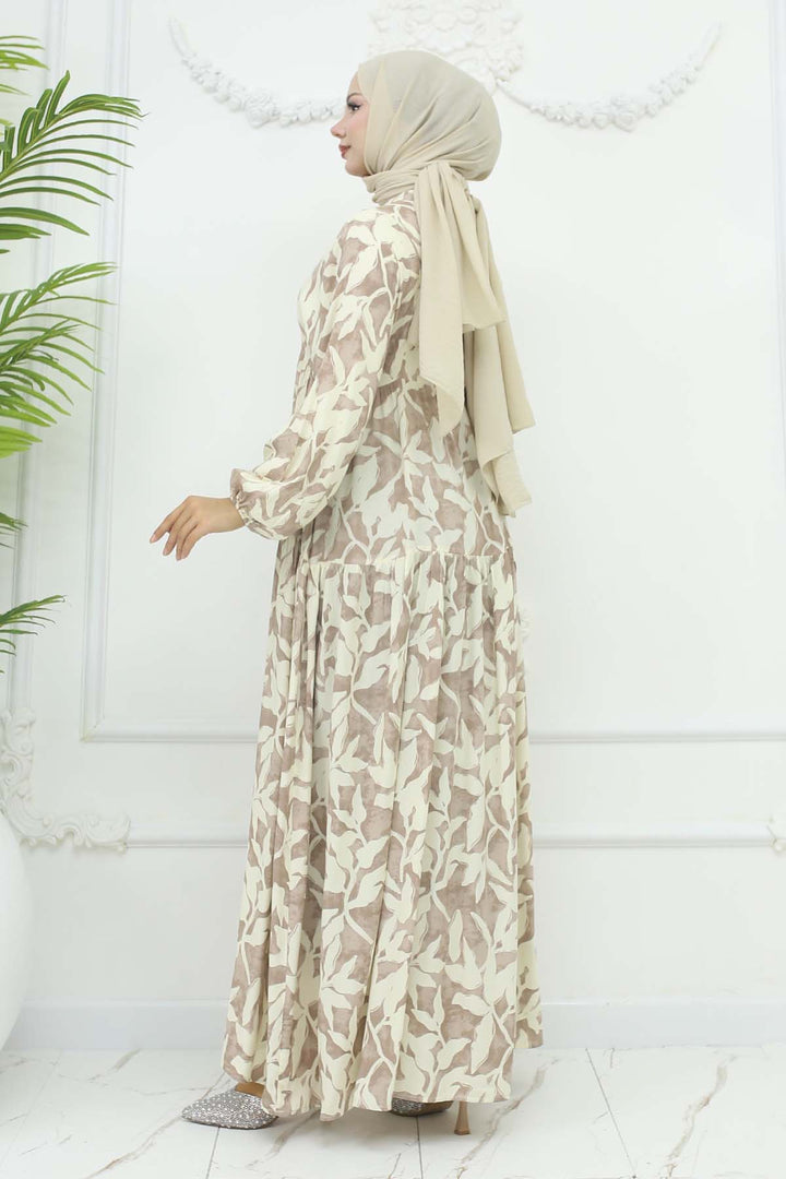 BNG Women Patterned Viscose Dress Mink 2424 - Atlantic City