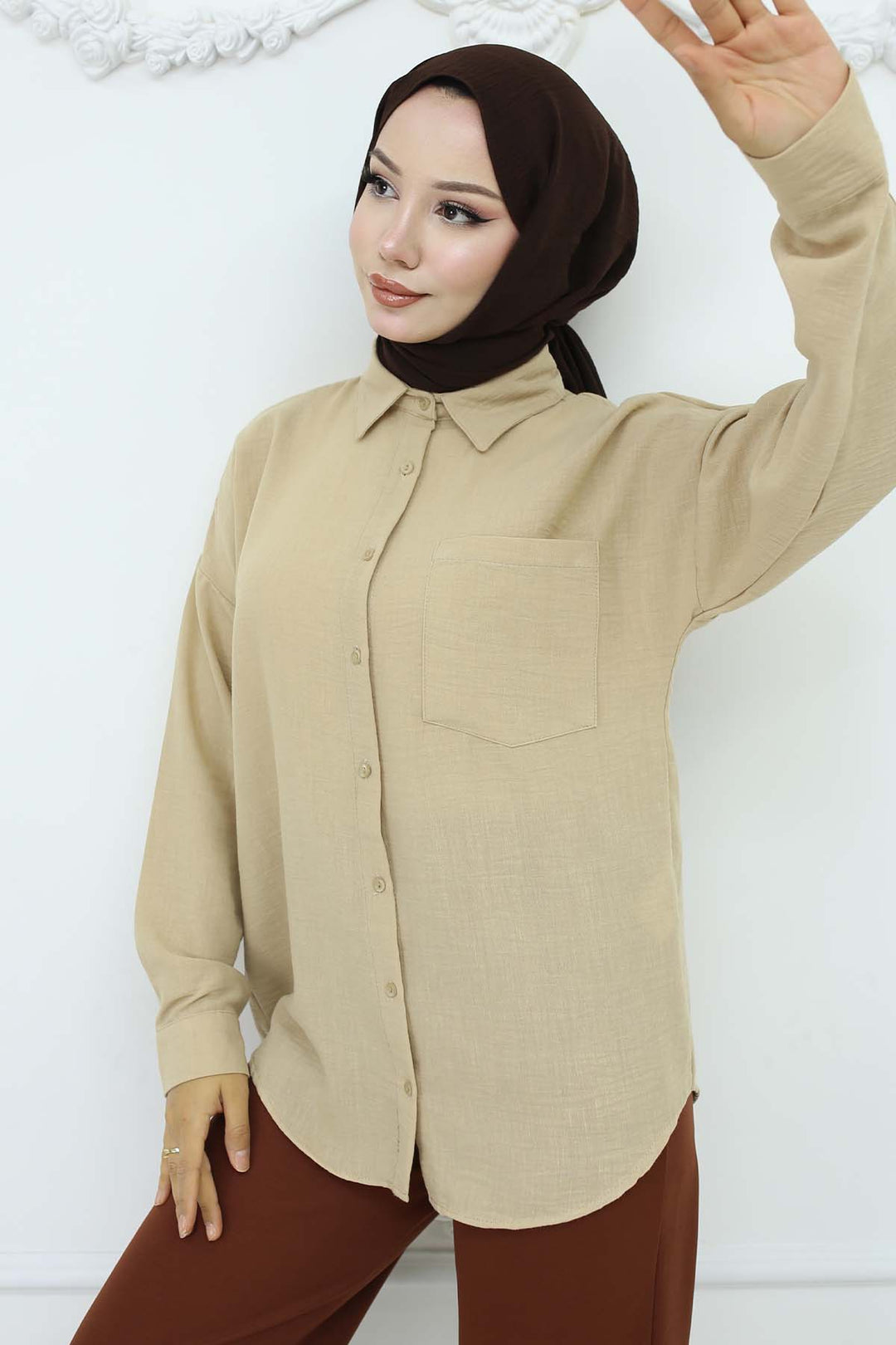 BNG Women Linen Shirt Beige 20153 - Lakeville