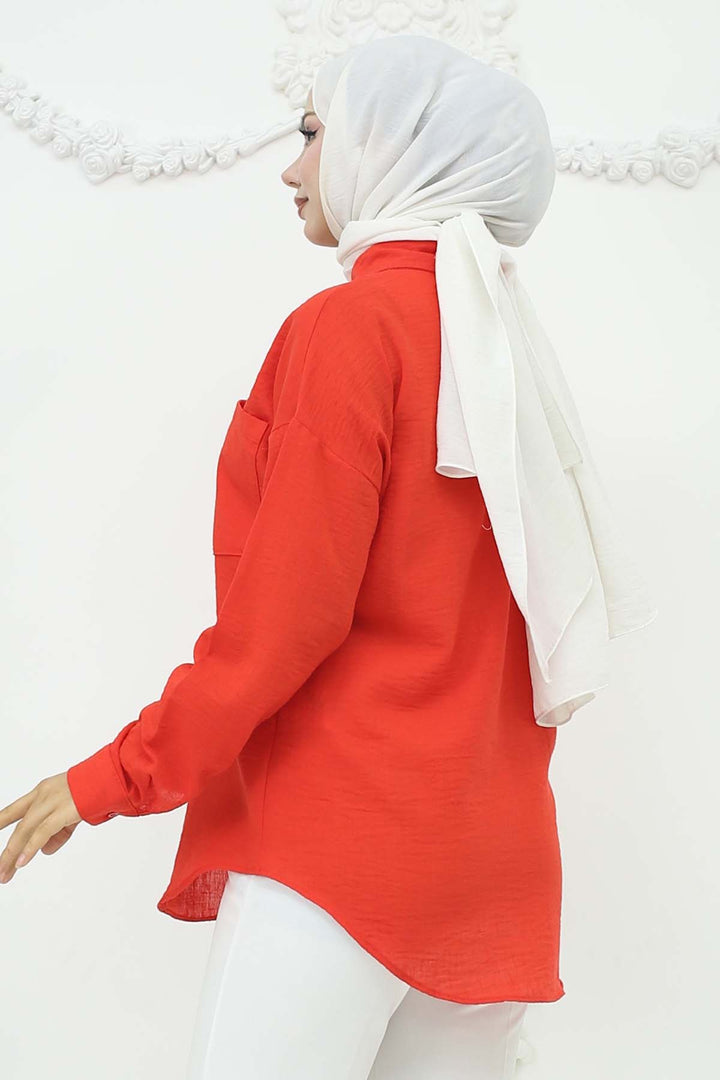 BNG Women Keten Gömlek Kırmızı 20153 - Kassel