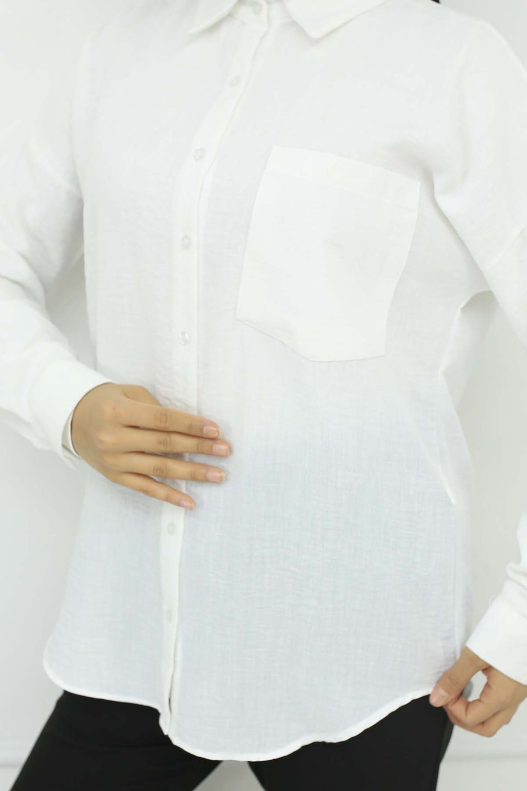 BNG Women Keten Gömlek Beyaz 20153 - Ciudad de Allende