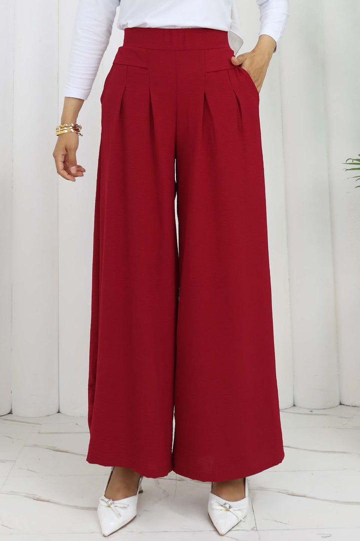 BNG Women Wide Leg Pleated Pants Burgundy 6718 - Sokhumi