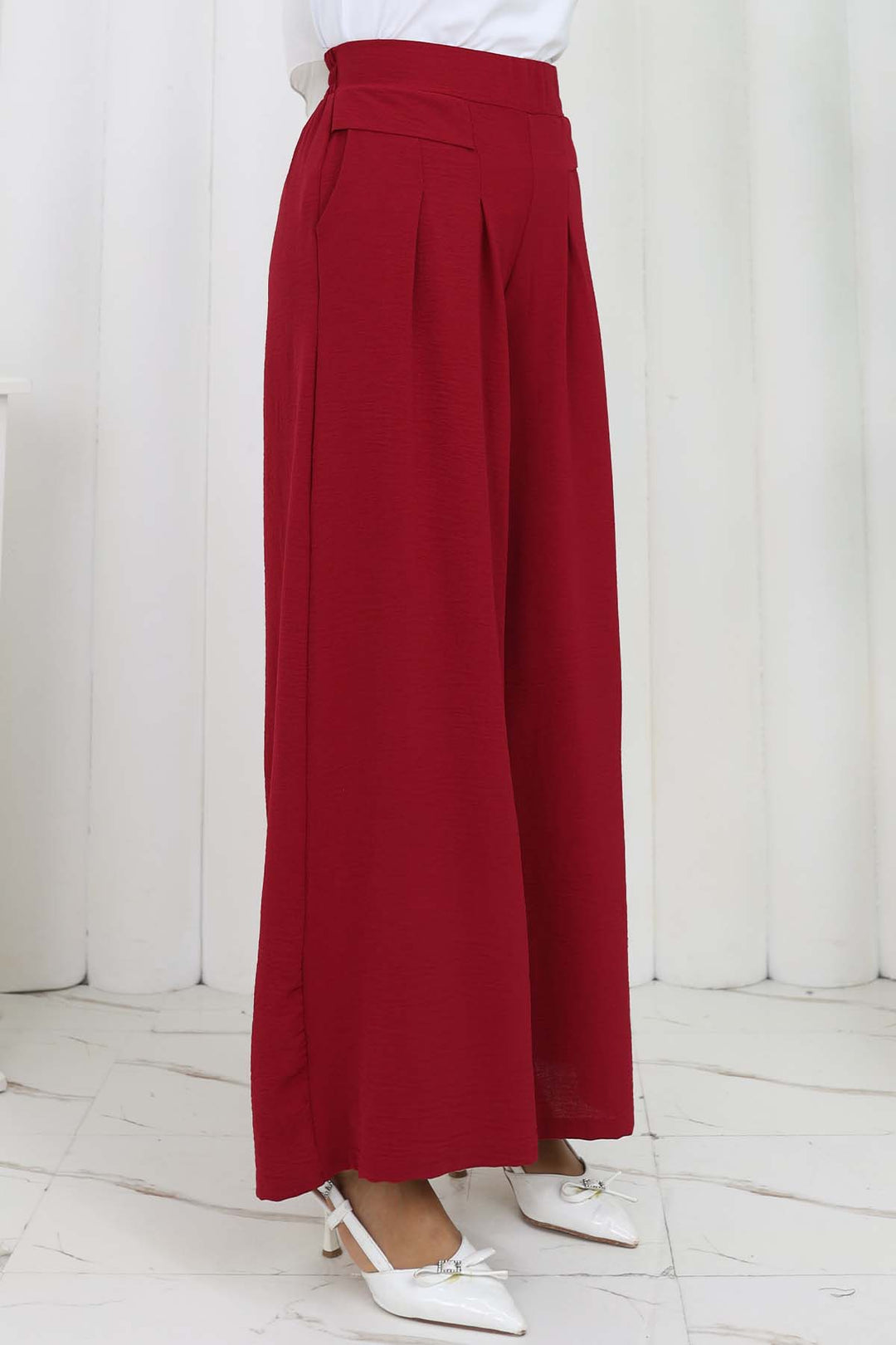 BNG Women Wide Leg Pleated Pants Burgundy 6718 - Sokhumi