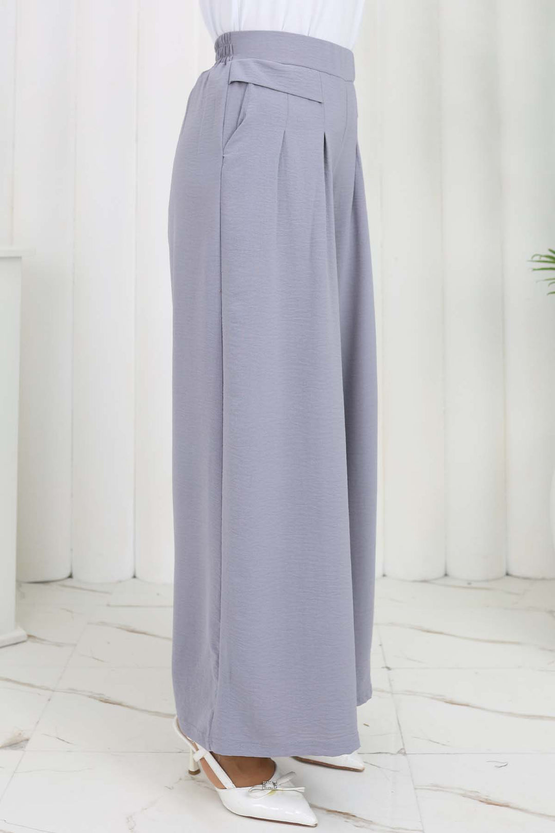 BNG Women Wide Leg Pleated Pants Gray 6718 - Zugdidi