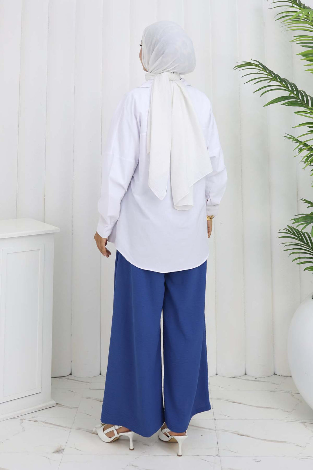 BNG Women Geniş Paça Pileli Pantolon İndigo 6718 - Edison