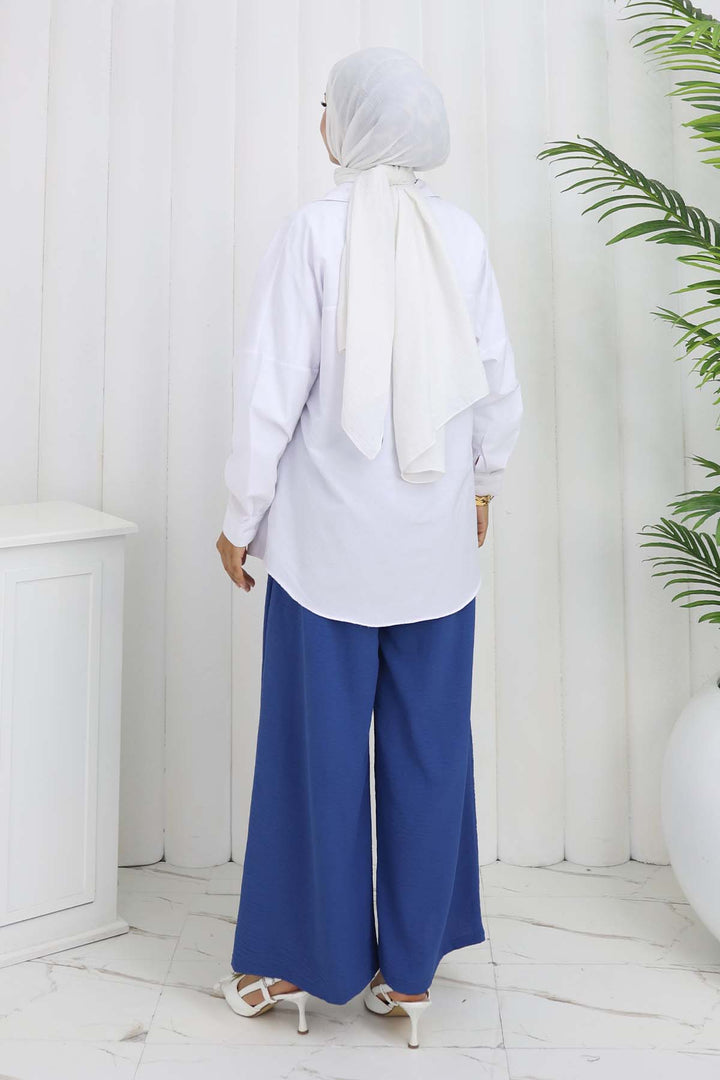 BNG Women Geniş Paça Pileli Pantolon İndigo 6718 - Edison