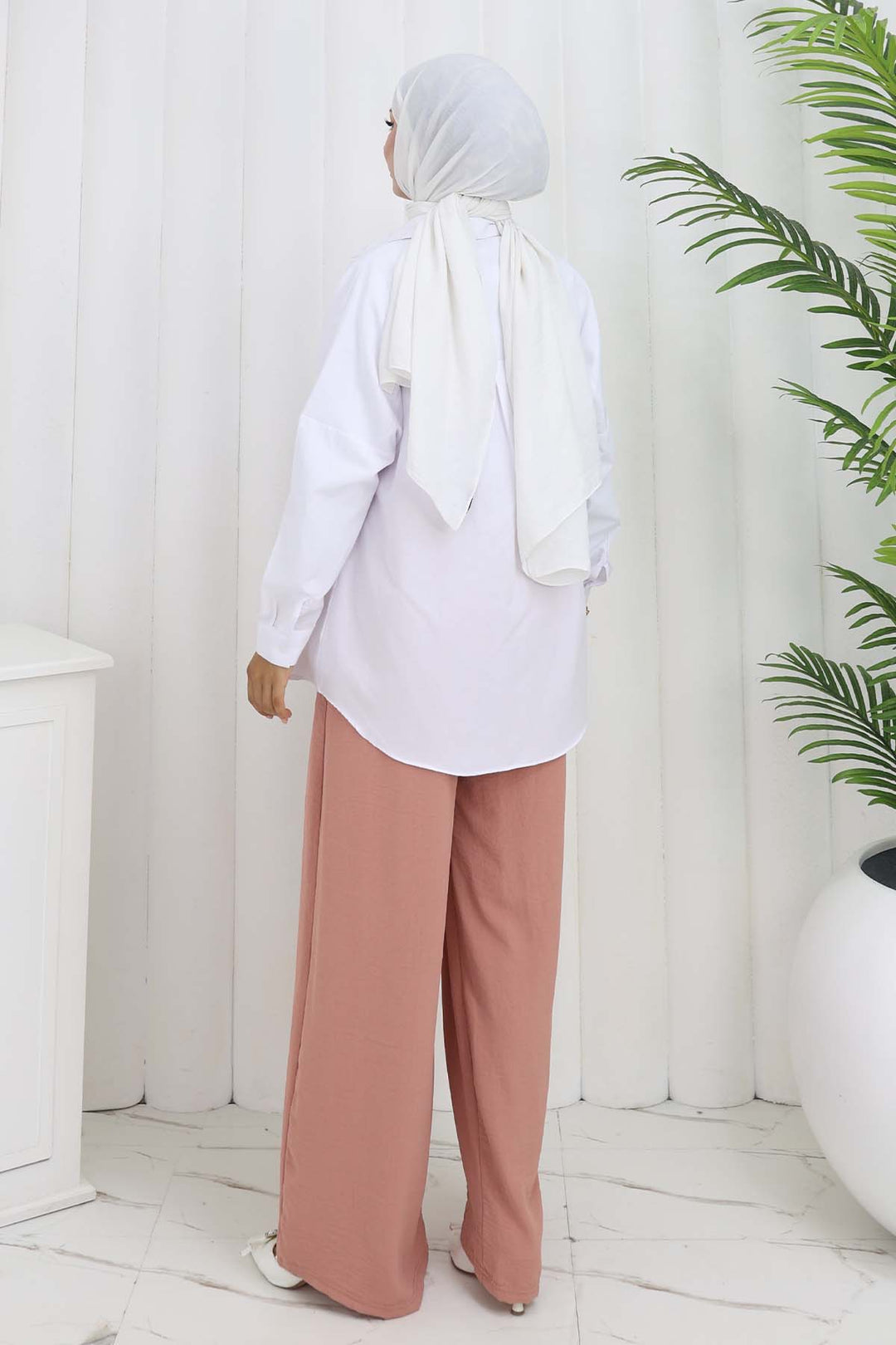 BNG Women Geniş Paça Pileli Pantolon Pudra 6718 - Cassino