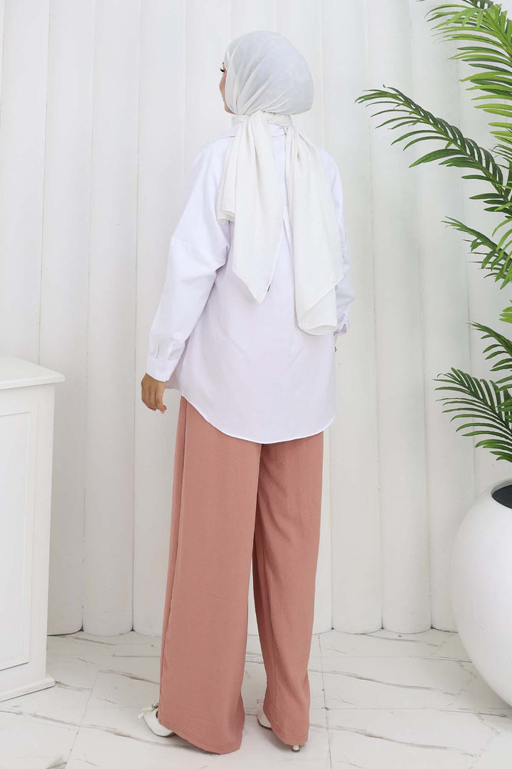 BNG Women Geniş Paça Pileli Pantolon Pudra 6718 - Cassino